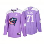 Maillot Hockey Columbus Blue Jackets Nick Foligno Authentique 2018 Fights Cancer Volet
