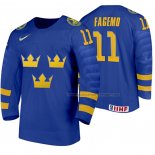 Maillot Hockey Suecia Samuel Fagemo Exterieur 2020 Iihf World Junior Championship Bleu