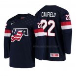Maillot Hockey USA Cole Caufield 2018 Iihf World Championship Joueur Bleu