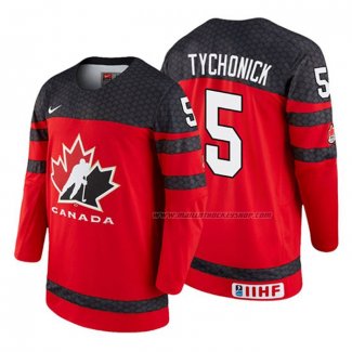 Maillot Hockey Canada Jonathan Tychonick 2018 Iihf World Championship Joueur Rouge