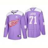 Maillot Hockey Detroit Red Wings Dylan Larkin Authentique 2018 Fights Cancer Volet