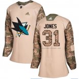 Maillot Hockey Femme San Jose Sharks Martin Jones Authentique 2017 Veterans Day Camouflage