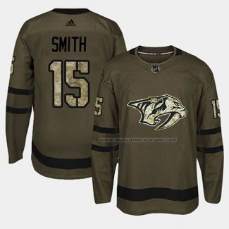 Maillot Hockey Nashville Predators Craig Smith 2018 Salute To Service Vert Militar