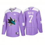 Maillot Hockey San Jose Sharks Paul Martin Authentique 2018 Fights Cancer Volet