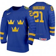 Maillot Hockey Suecia Loui Eriksson Exterieur 2020 Iihf World Junior Championships Bleu
