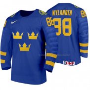Maillot Hockey Suecia William Nylander Exterieur 2020 Iihf World Junior Championships Bleu