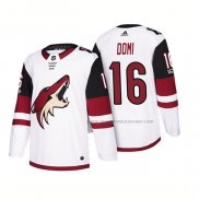 Maillot Hockey Arizona Coyotes Max Domi 2018 Season Centennial Patch Team Road Blanc