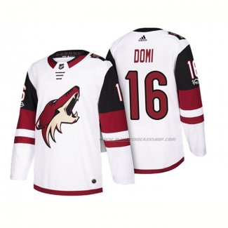 Maillot Hockey Arizona Coyotes Max Domi 2018 Season Centennial Patch Team Road Blanc