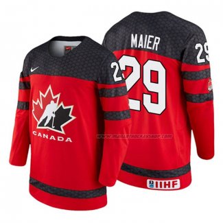 Maillot Hockey Canada Nolan Maier 2018 Iihf World Championship Joueur Rouge