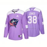 Maillot Hockey Columbus Blue Jackets Boone Jenner Authentique 2018 Fights Cancer Volet