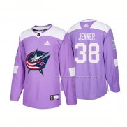 Maillot Hockey Columbus Blue Jackets Boone Jenner Authentique 2018 Fights Cancer Volet