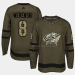 Maillot Hockey Columbus Blue Jackets Zach Werenski 2018 Salute To Service Vert Militar