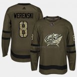Maillot Hockey Columbus Blue Jackets Zach Werenski 2018 Salute To Service Vert Militar