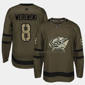 Maillot Hockey Columbus Blue Jackets Zach Werenski 2018 Salute To Service Vert Militar