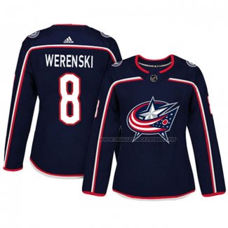 Maillot Hockey Femme Columbus Blue Jackets Zach Werenski Authentique Joueur Bleu
