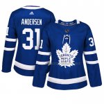 Maillot Hockey Femme Toronto Maple Leafs Frederik Andersen Domicile Authentique Joueur Bleu