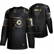Maillot Hockey Golden Edition Philadelphia Flyers Bill Barber Retired Joueur Authentique Noir