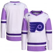 Maillot Hockey Philadelphia Flyers Blank Practice Authentique 2018 Fights Cancer Blanc Volet