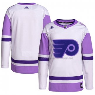 Maillot Hockey Philadelphia Flyers Blank Practice Authentique 2018 Fights Cancer Blanc Volet