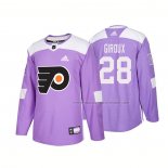 Maillot Hockey Philadelphia Flyers Claude Giroux Authentique 2018 Fights Cancer Volet