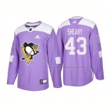Maillot Hockey Pittsburgh Penguins Conor Sheary Authentique 2018 Fights Cancer Volet