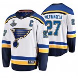Maillot Hockey St. Louis Blues Alex Pietrangelo 2019 Stanley Cup Campeones Exterieur Blanc