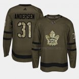 Maillot Hockey Toronto Maple Leafs Frederik Andersen 2018 Salute To Service Vert Militar