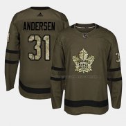 Maillot Hockey Toronto Maple Leafs Frederik Andersen 2018 Salute To Service Vert Militar