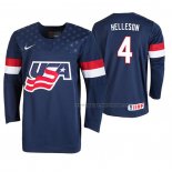 Maillot Hockey USA Drew Helleson 2019 Iihf World U18 Championship Bleu