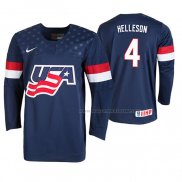Maillot Hockey USA Drew Helleson 2019 Iihf World U18 Championship Bleu