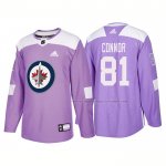 Maillot Hockey Winnipeg Jets Kyle Connor Authentique 2018 Fights Cancer Volet