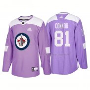 Maillot Hockey Winnipeg Jets Kyle Connor Authentique 2018 Fights Cancer Volet