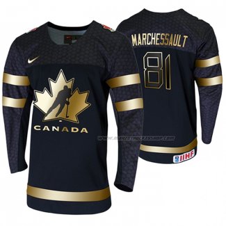 Maillot Hockey Canada Jonathan Marchessault 2020 Iihf World Junior Championship Golden Edition Limited Noir