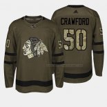 Maillot Hockey Chicago Blackhawks Corey Crawford 2018 Salute To Service Vert Militar