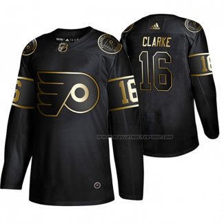 Maillot Hockey Golden Edition Philadelphia Flyers Bobby Clarke Retired Joueur Authentique Noir