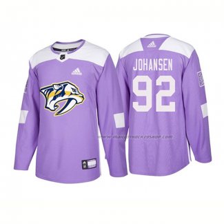 Maillot Hockey Nashville Predators Ryan Johansen Authentique 2018 Fights Cancer Volet