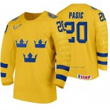 Maillot Hockey Suecia Nikola Pasic Domicile 2020 Iihf World Junior Championship Jaune