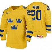 Maillot Hockey Suecia Nikola Pasic Domicile 2020 Iihf World Junior Championship Jaune