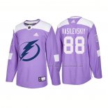 Maillot Hockey Tampa Bay Lightning Andrei Vasilevskiy Authentique 2018 Fights Cancer Volet