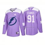Maillot Hockey Tampa Bay Lightning Steven Stamkos Authentique 2018 Fights Cancer Volet