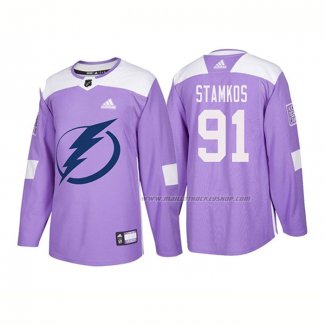 Maillot Hockey Tampa Bay Lightning Steven Stamkos Authentique 2018 Fights Cancer Volet