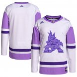 Maillot Hockey Arizona Coyotes Blank Practice Authentique 2018 Fights Cancer Blanc Volet