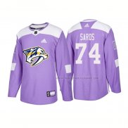 Maillot Hockey Nashville Predators Juuse Saros Authentique 2018 Fights Cancer Volet