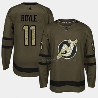 Maillot Hockey New Jersey Devils Brian Boyle 2018 Salute To Service Vert Militar