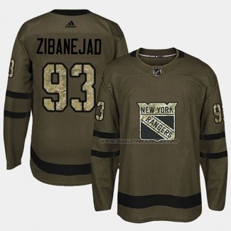 Maillot Hockey New York Rangers Mika Zibanejad 2018 Salute To Service Vert Militar
