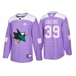 Maillot Hockey San Jose Sharks Logan Couture Authentique 2018 Fights Cancer Volet
