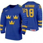Maillot Hockey Suecia Lucas Raymond Exterieur 2020 Iihf World Junior Championship Bleu