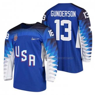 Maillot Hockey USA Ryan Gunderson 2018 Olympic Bleu2