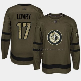 Maillot Hockey Winnipeg Jets Adam Lowry 2018 Salute To Service Vert Militar