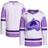 Maillot Hockey Colorado Avalanche Blank Practice Authentique 2018 Fights Cancer Blanc Volet
